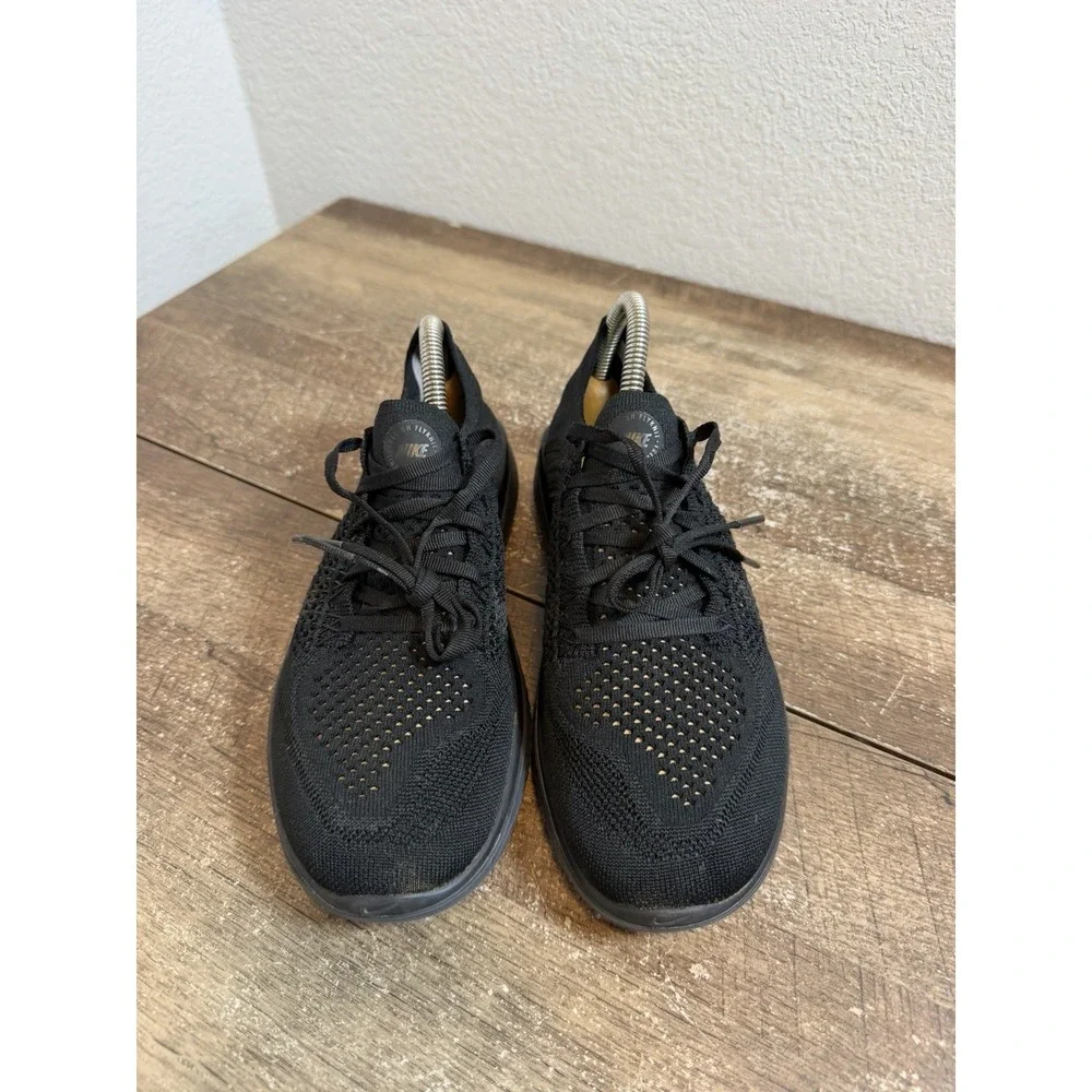 Nike Free RN Flyknit Triple Black Running Shoes Sneakers Women Size 8 942839-002